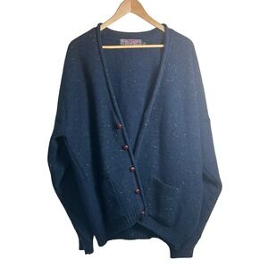 Kerry Classics Vintage Wool Donegal Tweed Cardigan Size Large Ireland Fisherman